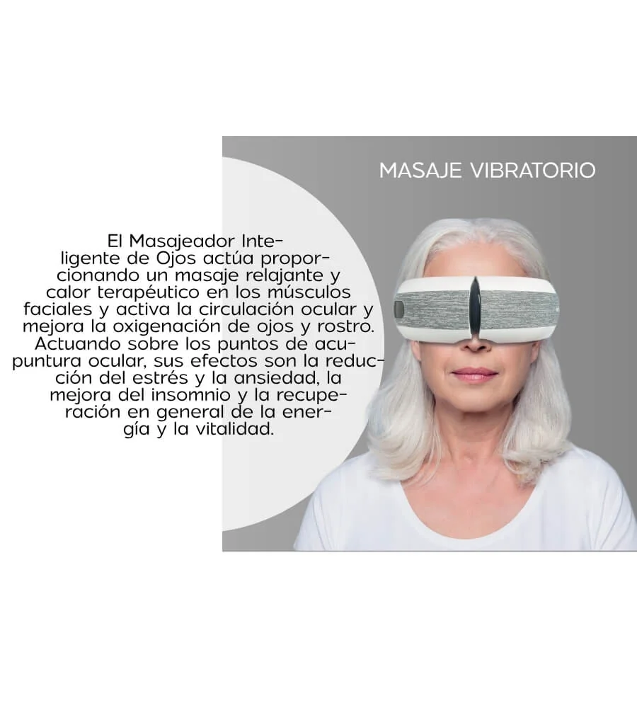 Masajeador de Ojos Relax — Panel de control y presoterapia de 3 capas