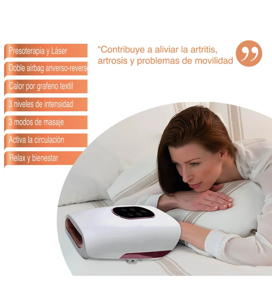 Masajeador de Manos — Tecnología láser, infrarrojos y calor por grafeno textil