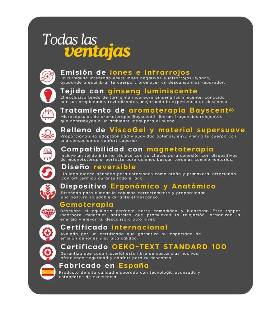 Todas las ventajas del NEW TOPPER TURMALINA BIOELEKTRO — 11 beneficios exclusivos