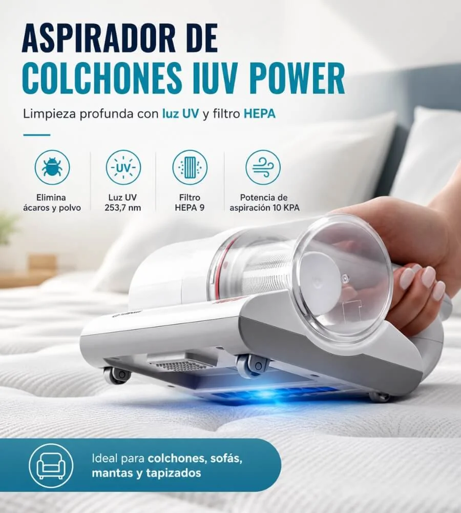 Aspirador Colchones UV — compatible colchones sofás almohadas mantas tapizados