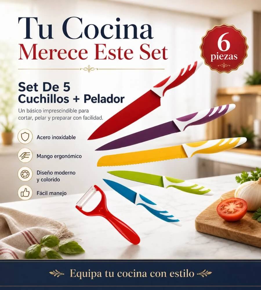 Set 5 Cuchillos + Pelador — Los 5 cuchillos especializados detalle