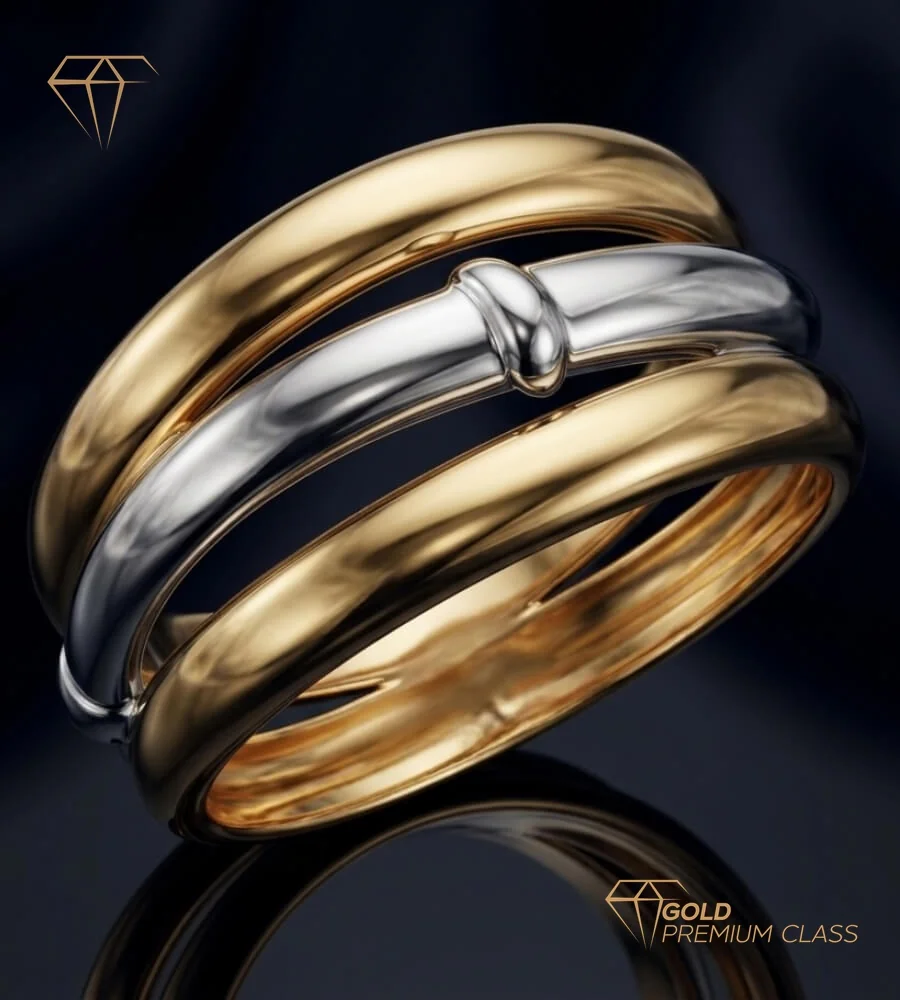 Anillo 3 Bandas Oro Bicolor 9k — look 6