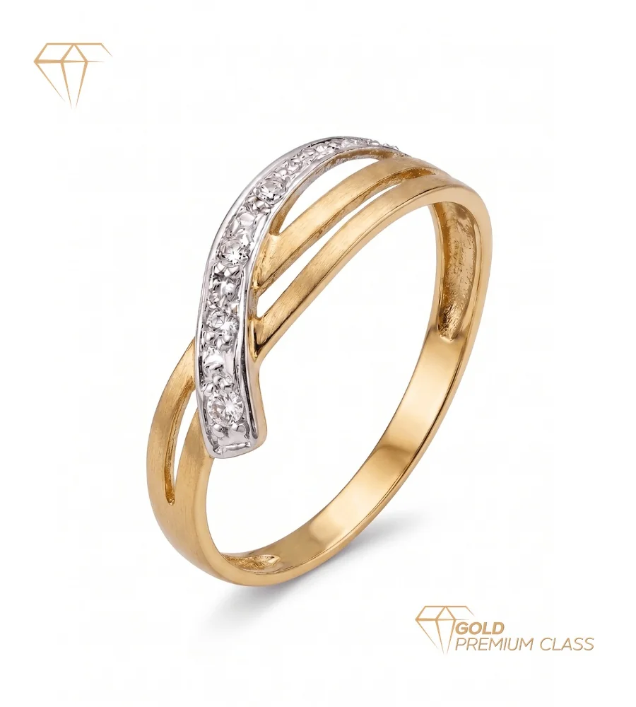 Anillo Armonía Oro Bicolor 18k — Sortija Circonitas 5,5mm