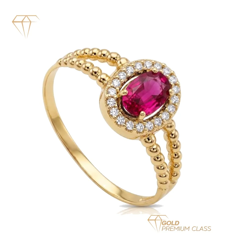 Anillo Brillo Esmeralda Oro Bicolor 18k Halo Circonitas Doble Cuerpo Piedra Oval