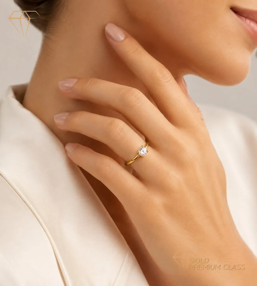 Anillo Brillo Eterno Solitario 18k — look 3