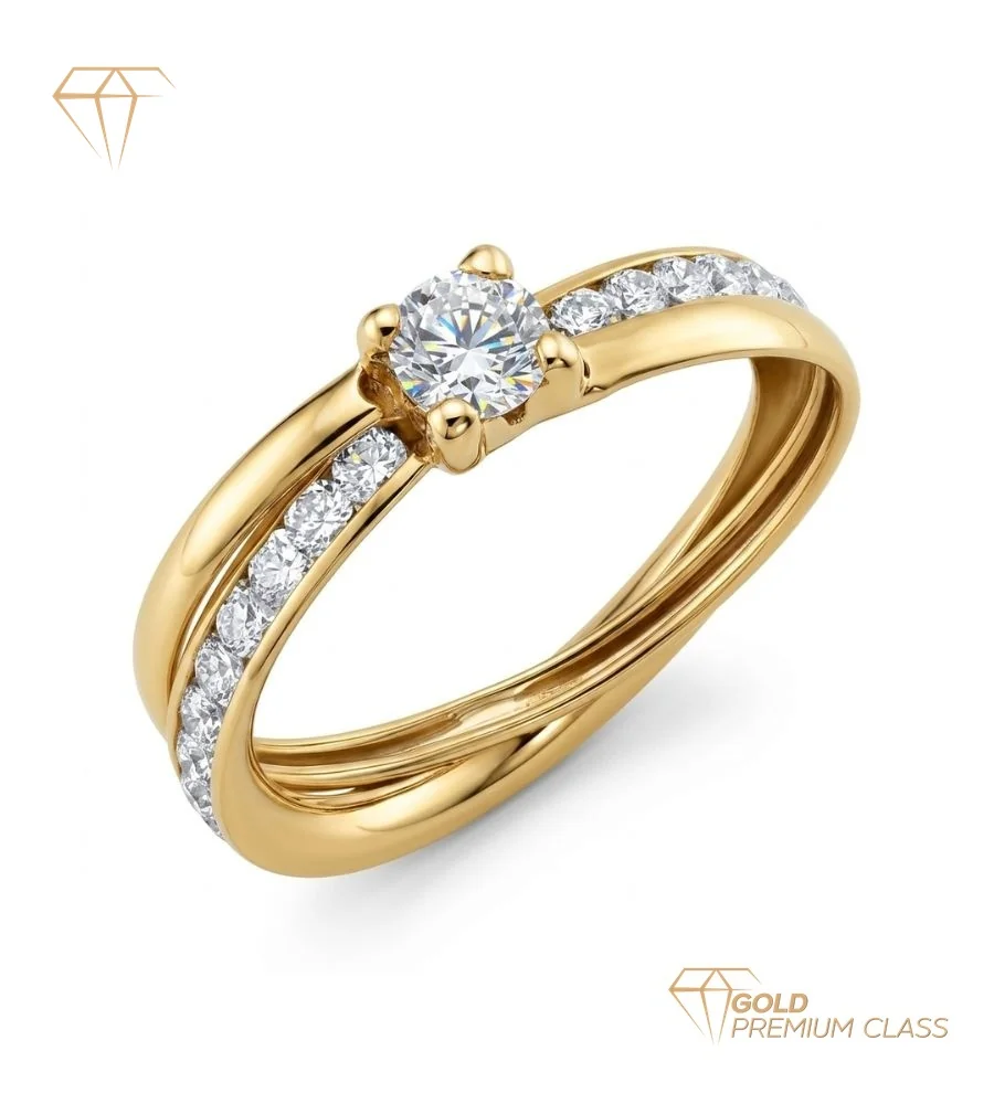 Anillo Eterna Pasión Oro Amarillo 9k — Circonita en Garra y Carril