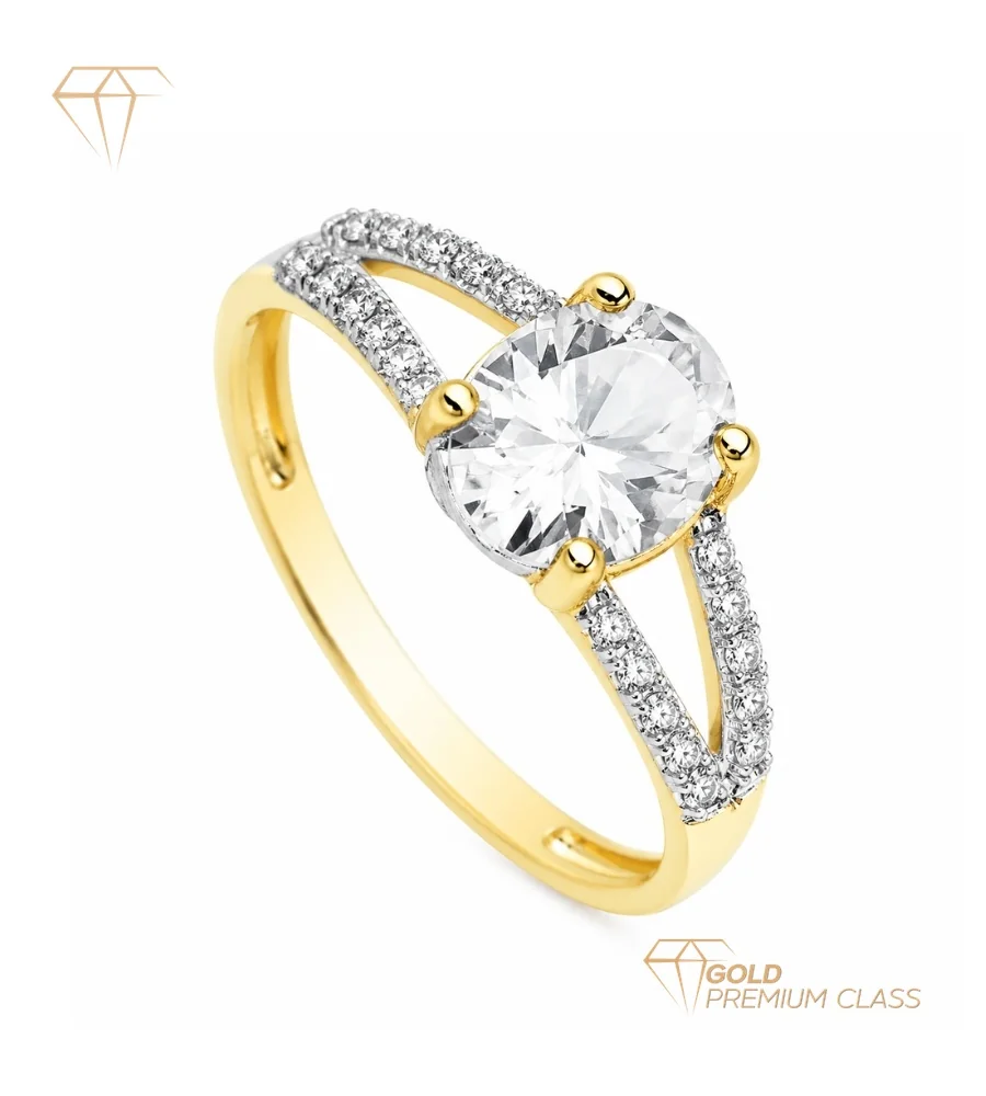 Anillo Gran Lujo Oro 18k — Solitario Oval 8×6mm Oro Blanco y Bicolor