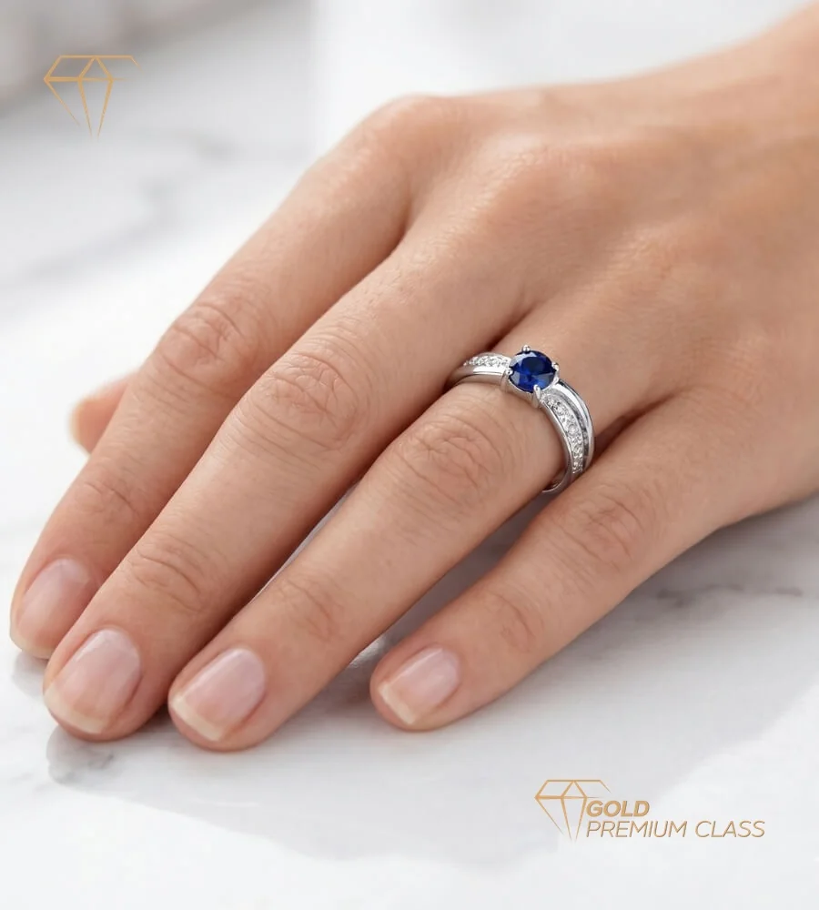 Anillo Lujo Zafiro Oro Blanco 18k — look 4