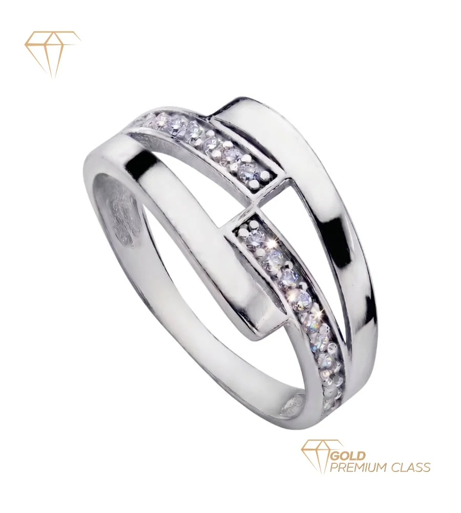Anillo Mar Atlántico Oro Blanco 9k — Bandas Circonitas