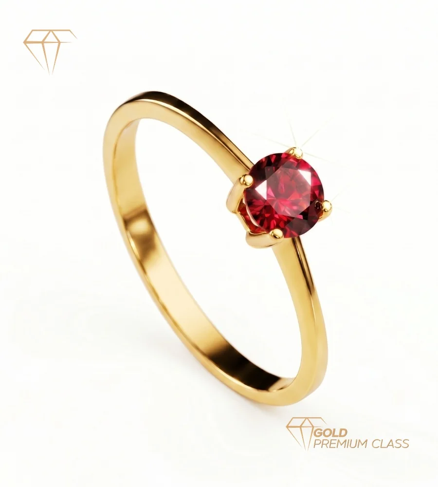 Anillo Solitario Oro 18k — Circonita 5mm 4 Garras Varios Colores