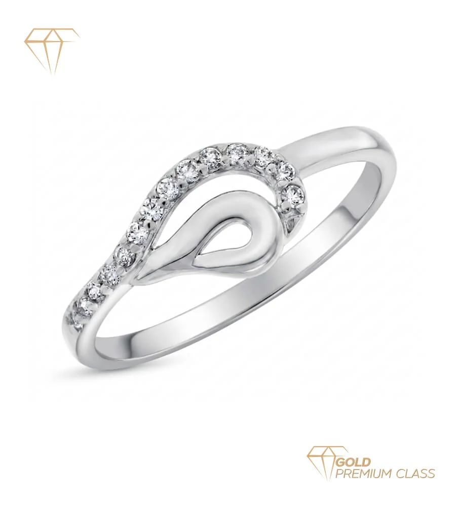 Anillo Universo Oro Blanco 9k — Motivo Calado Circonitas 8mm