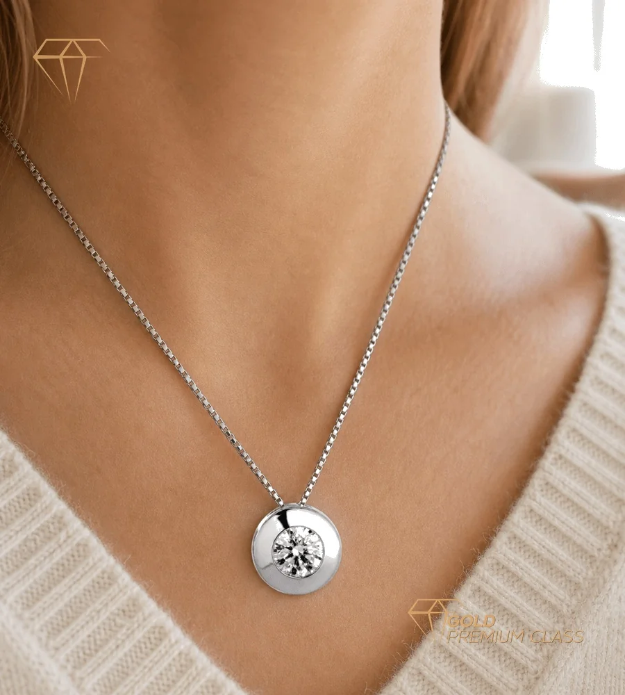 Gargantilla Chatón Circonita Oro Blanco 18k — vista 1