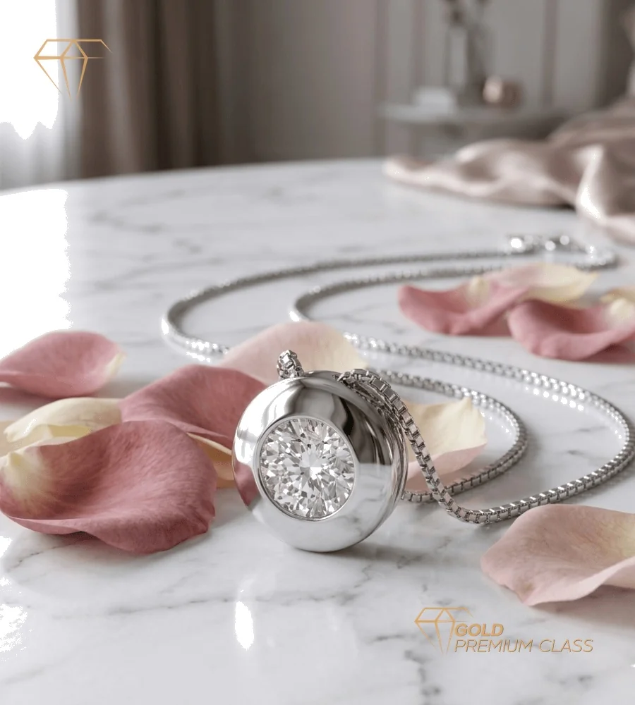 Gargantilla Chatón Circonita Oro Blanco 18k — vista 4