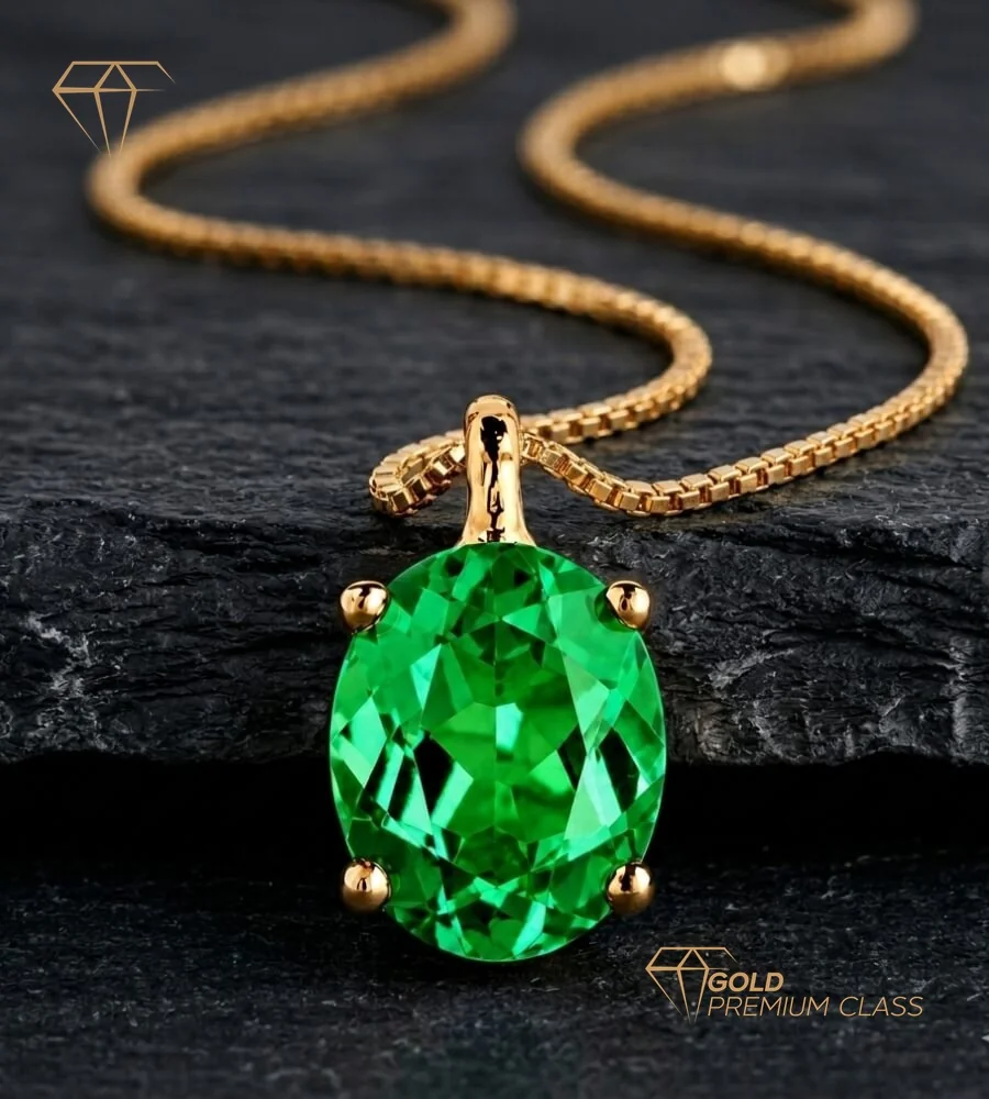 Gargantilla Esmeralda Oval Oro 18k — vista 3