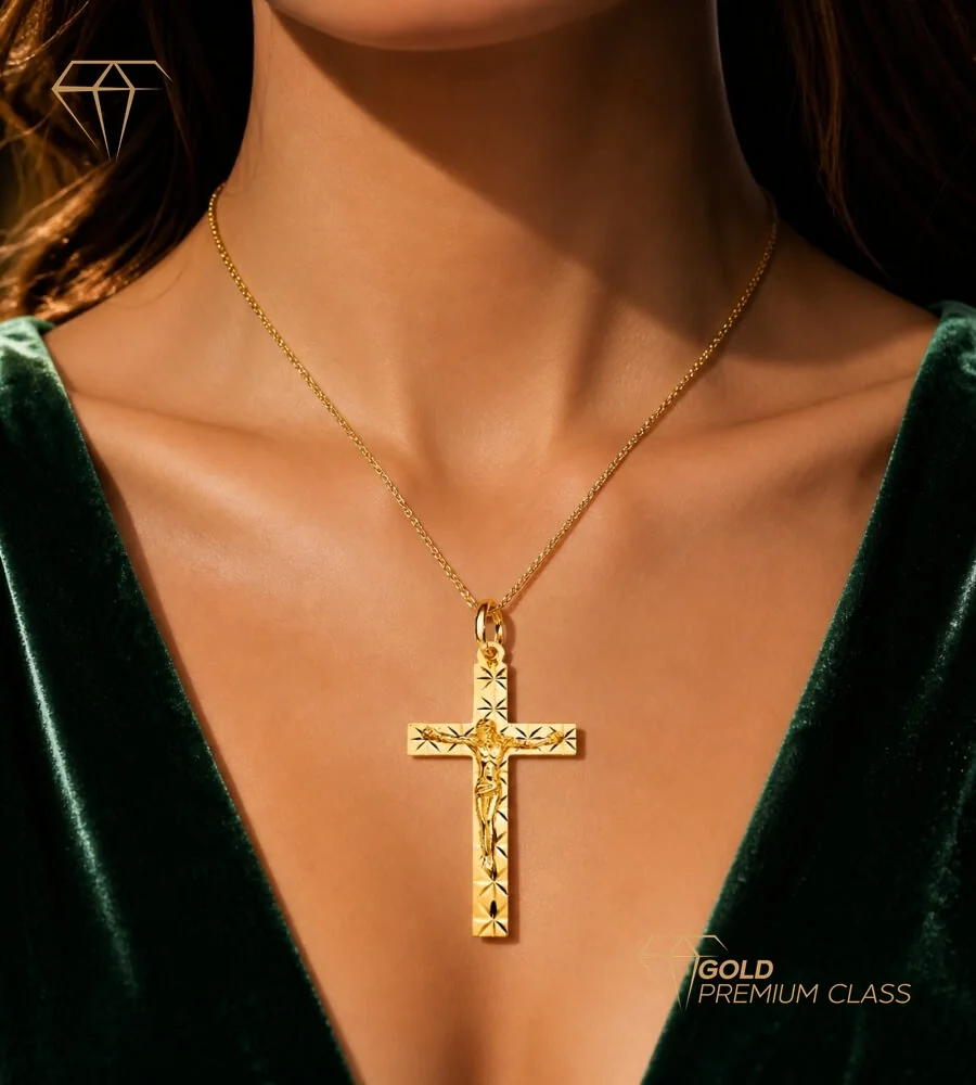 Cruz Cristo Diamante Oro 18k — vista 1