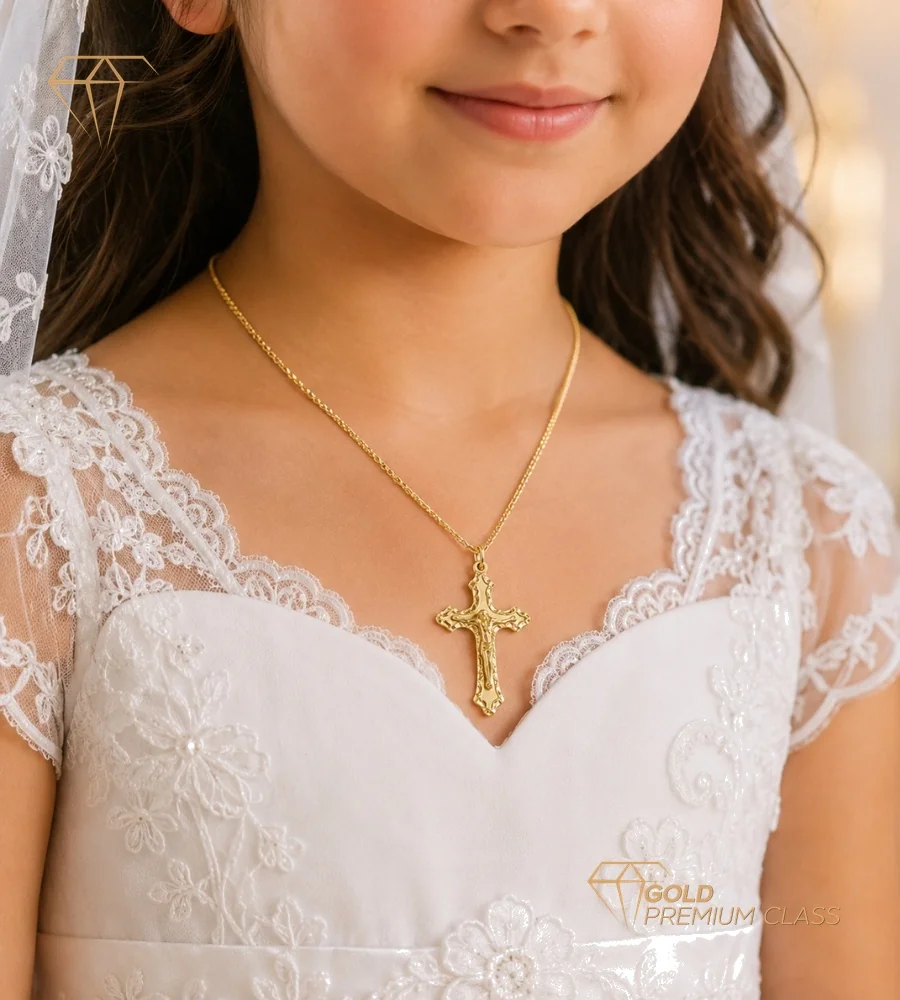 Cruz Cristo Tallada Oro 18k — vista 1