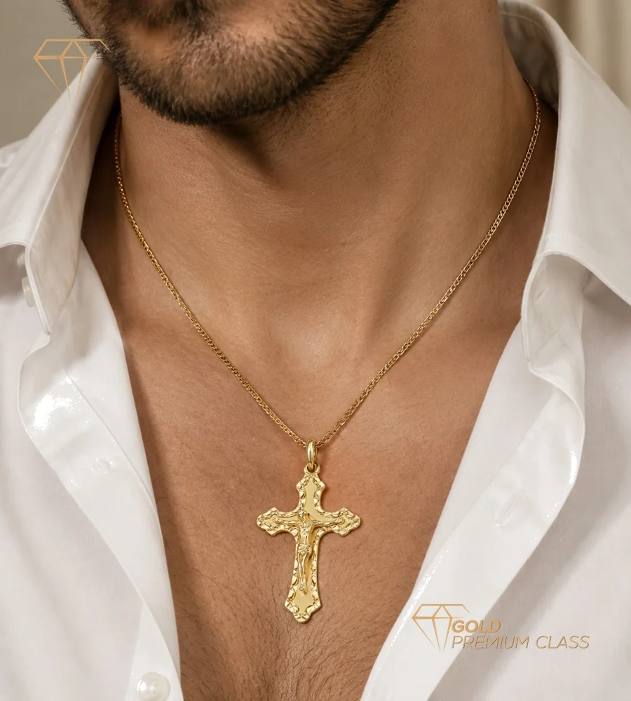 Cruz Cristo Tallada Oro 18k — vista 2