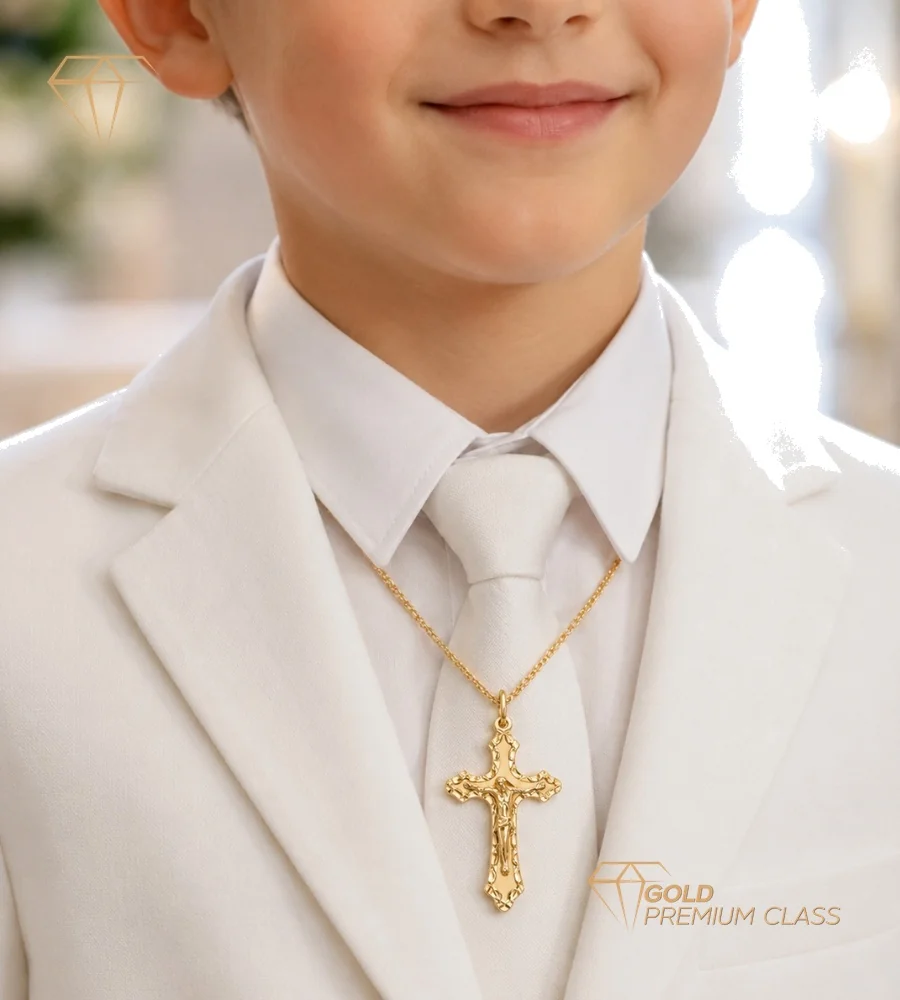 Cruz Cristo Tallada Oro 18k — vista 4