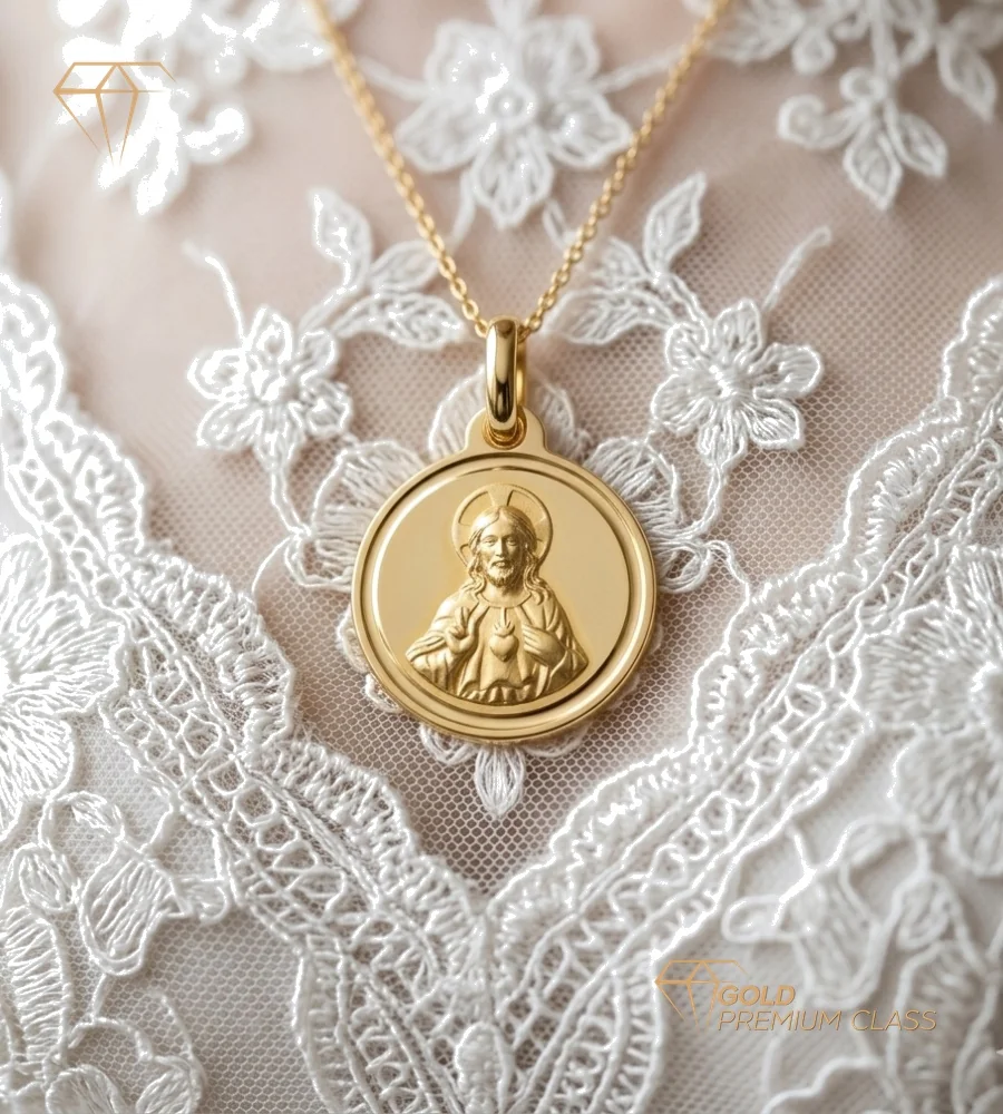 Medalla Sagrado Corazón de Jesús Oro 18k — vista 2