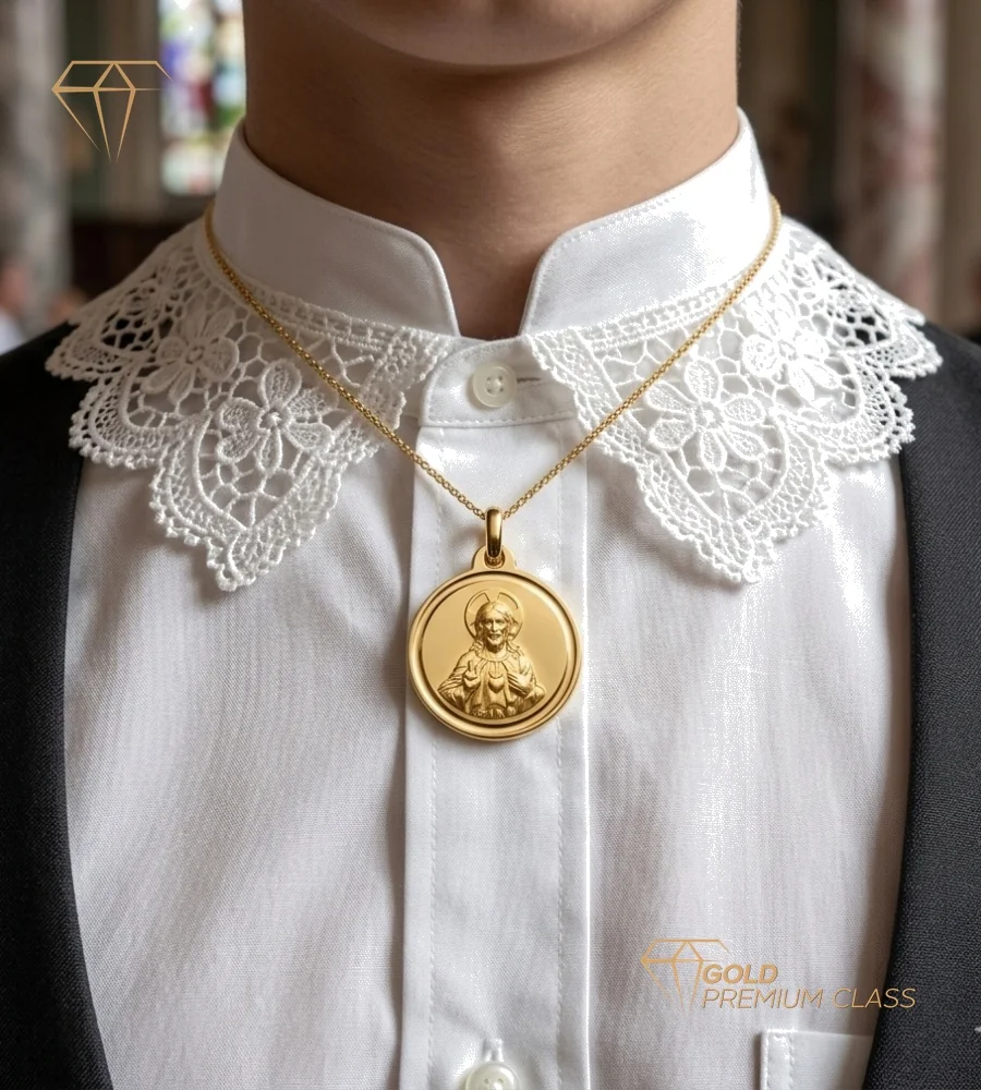 Medalla Sagrado Corazón de Jesús Oro 18k — vista 3