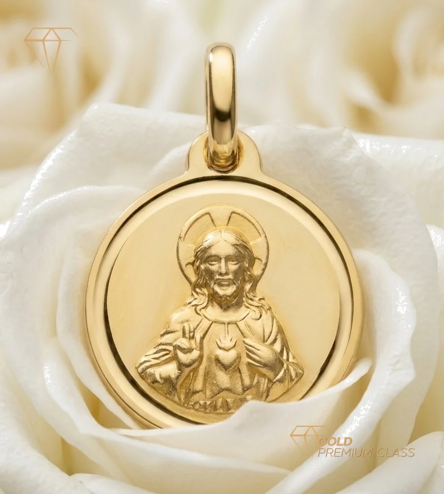 Medalla Sagrado Corazón de Jesús Oro 18k — vista 4