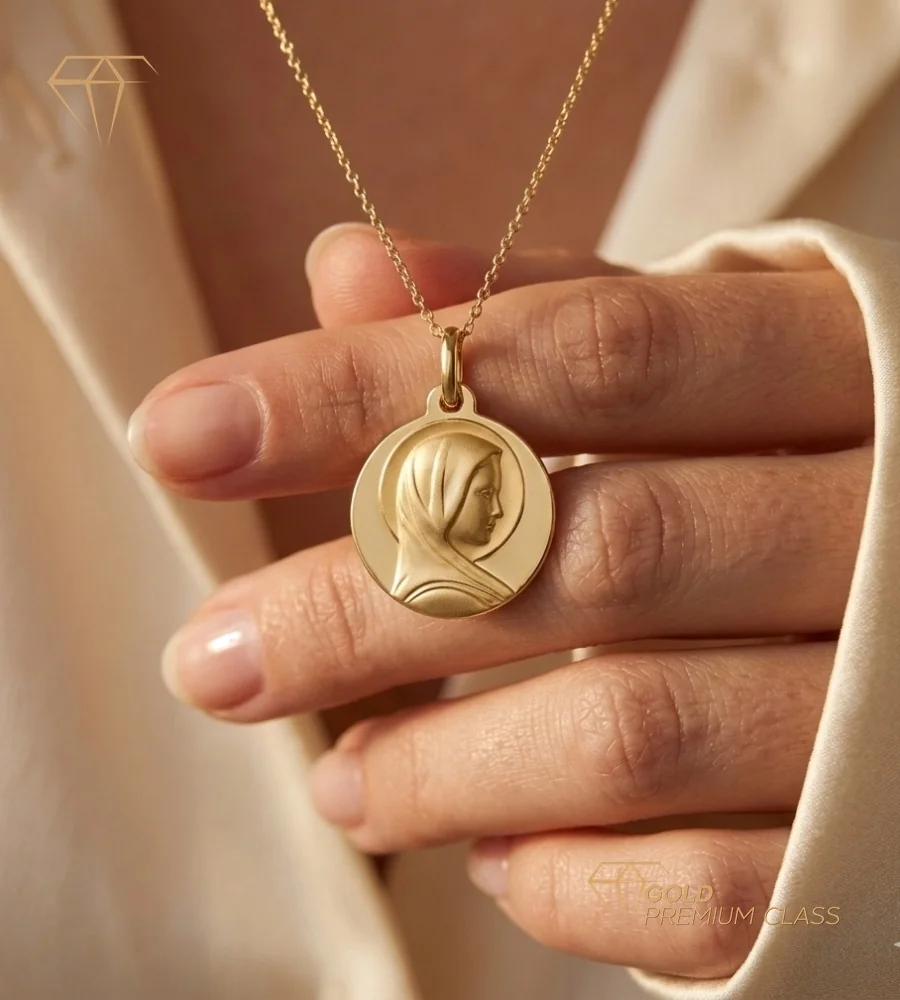 Medalla Virgen María Francesa Oro 9k — vista 2