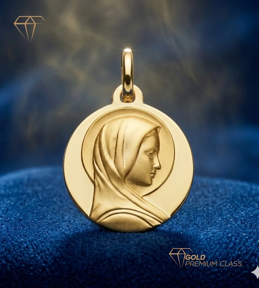 Medalla Virgen María Francesa Oro 9k — vista 4