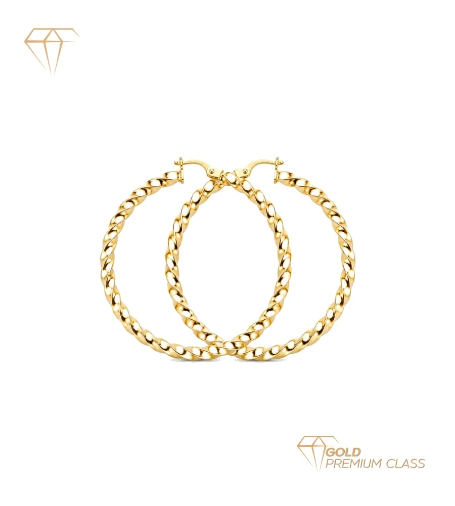 Pendientes Aro Oro Amarillo 9k Huecos Reliados 41×3mm