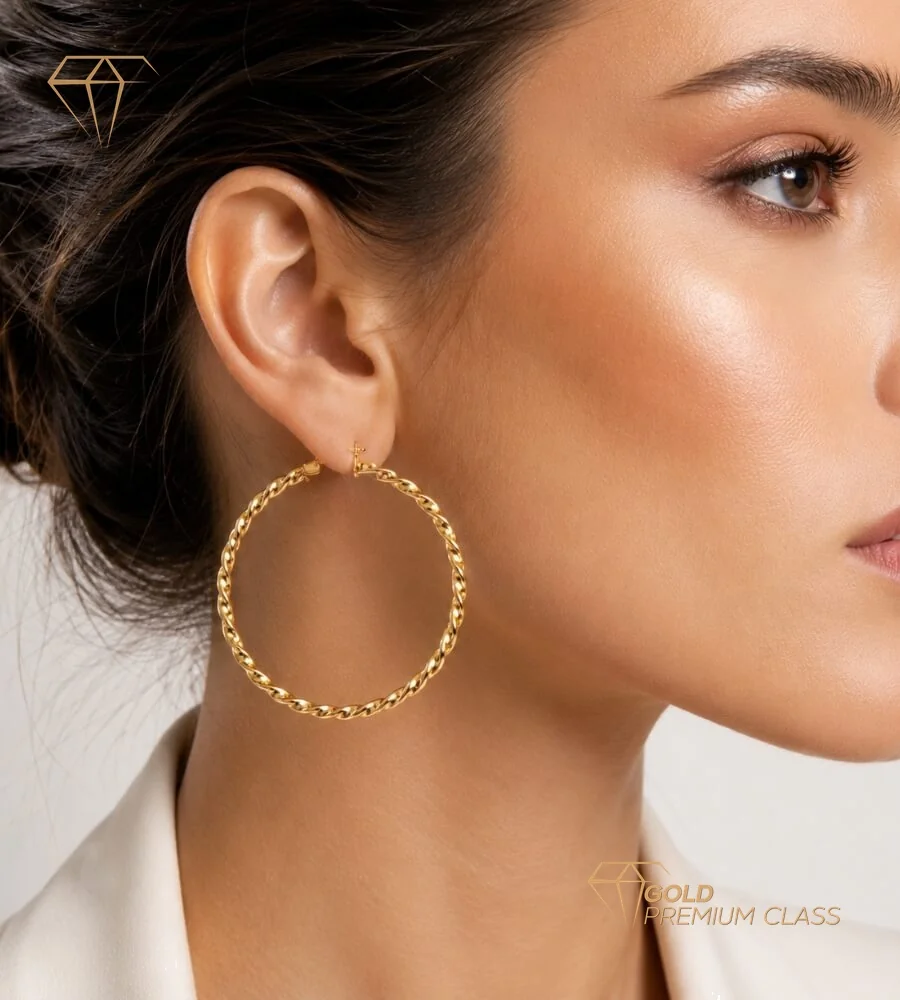 Pendientes Aro Reliados Oro 9k — vista 1