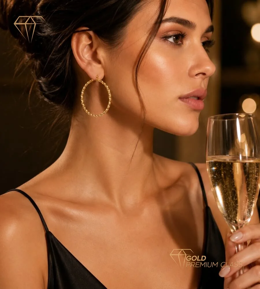 Pendientes Aro Reliados Oro 9k — vista 2