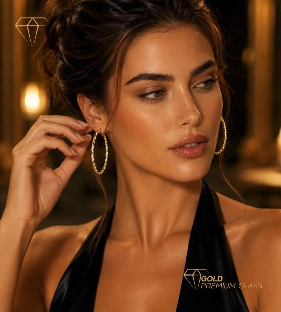 Pendientes Aro Reliados Oro 9k — vista 5