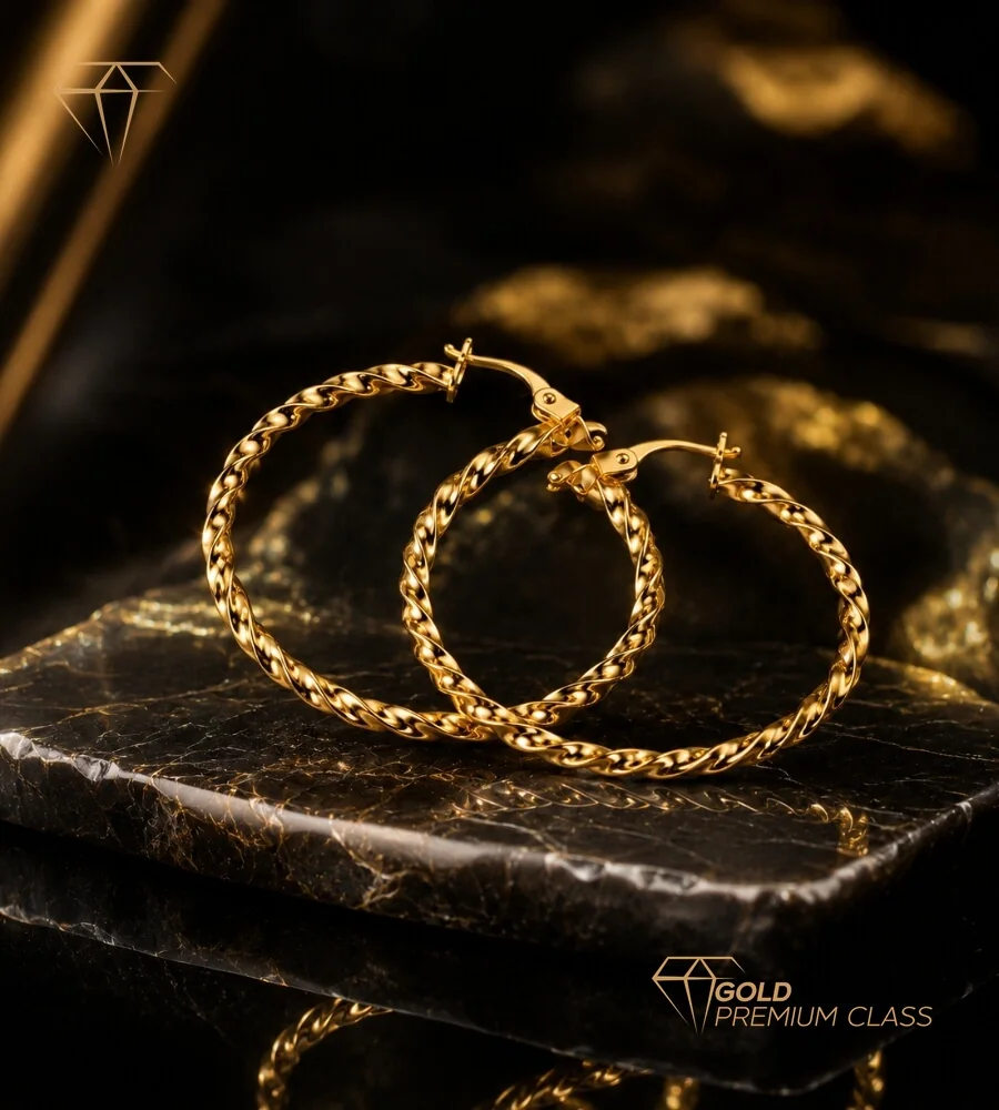 Pendientes Aro Reliados Oro 9k — vista 6