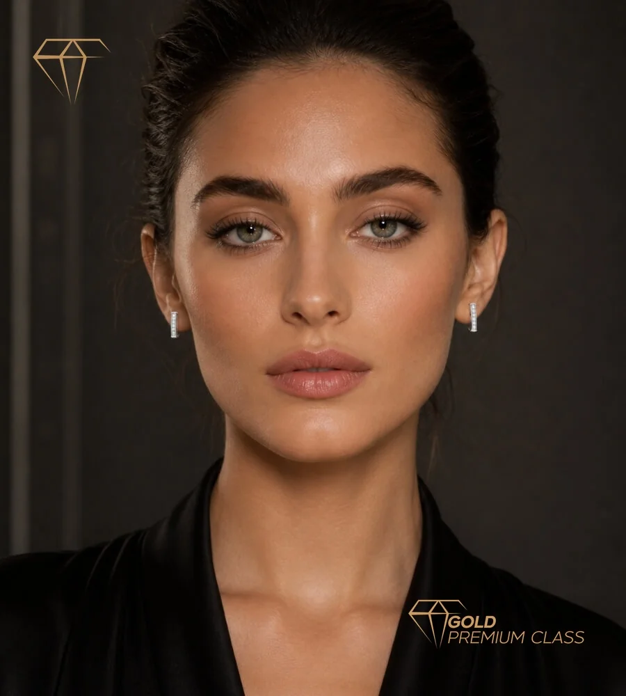 Pendientes Brillantes Bandas Oro Blanco 9k — vista 3