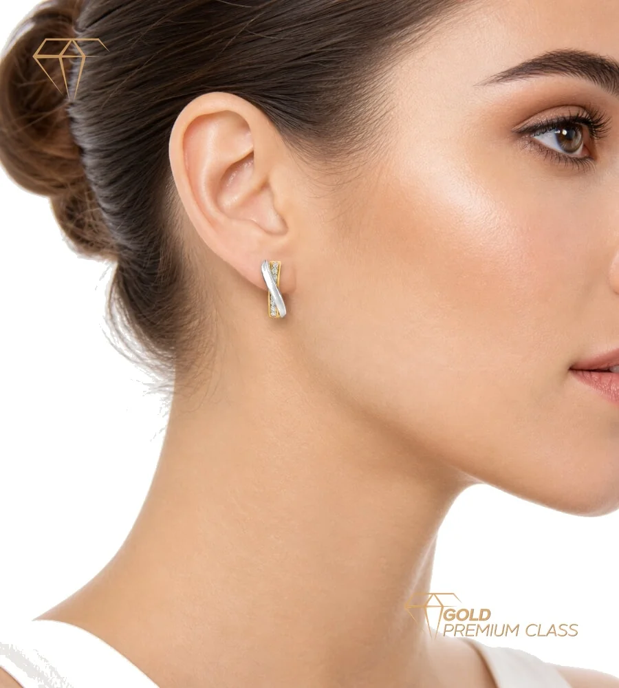 Pendientes Entrelazados Oro Bicolor 9k — vista 1