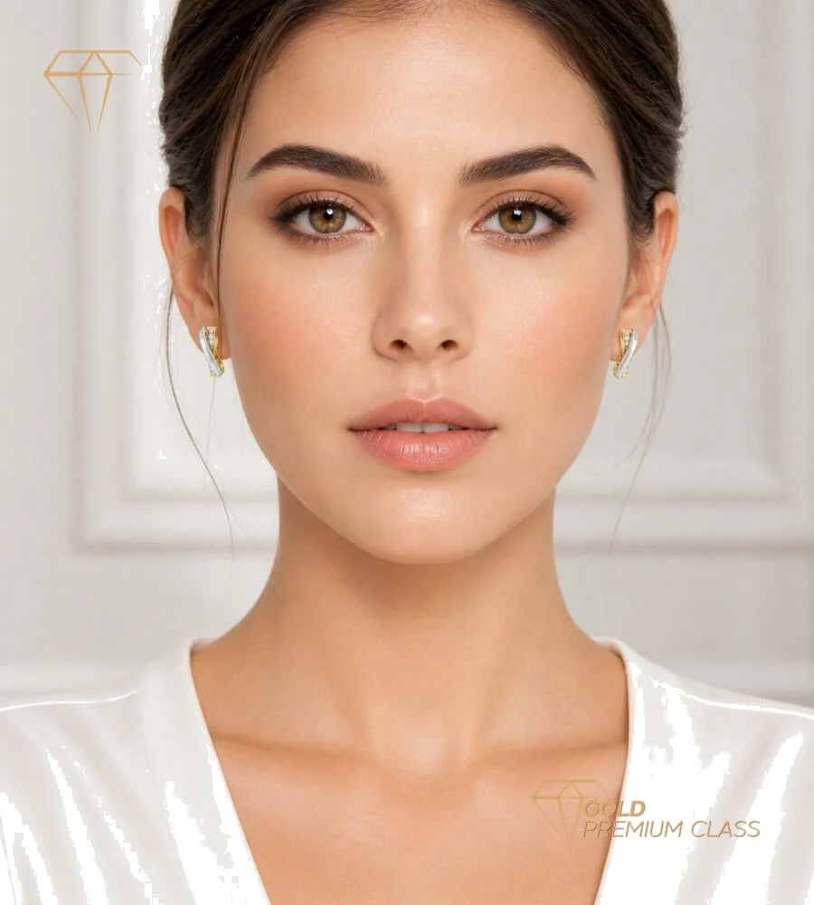 Pendientes Entrelazados Oro Bicolor 9k — vista 3
