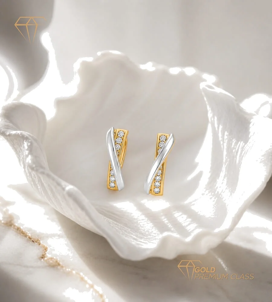 Pendientes Entrelazados Oro Bicolor 9k — vista 6