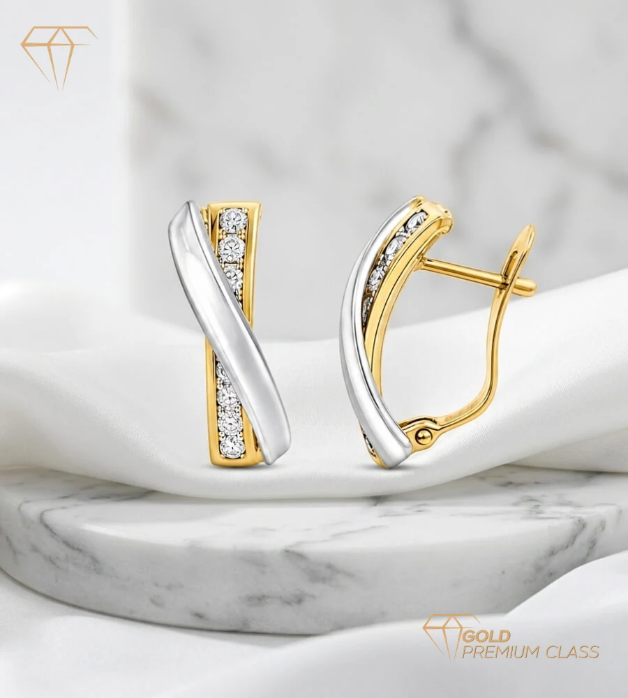 Pendientes Entrelazados Oro Bicolor 9k — vista 8