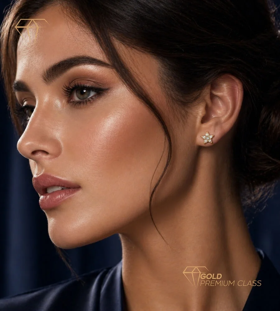 Pendientes Estrella Oro Amarillo 9k — vista 2