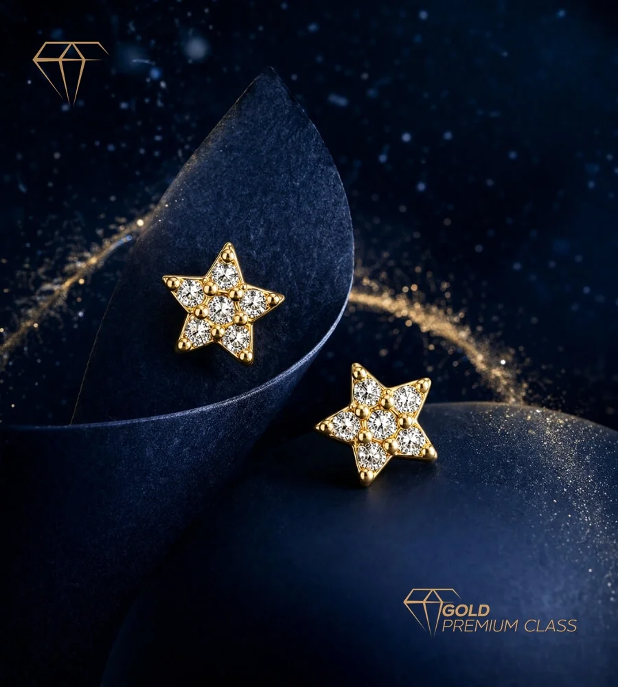 Pendientes Estrella Oro Amarillo 9k — vista 3