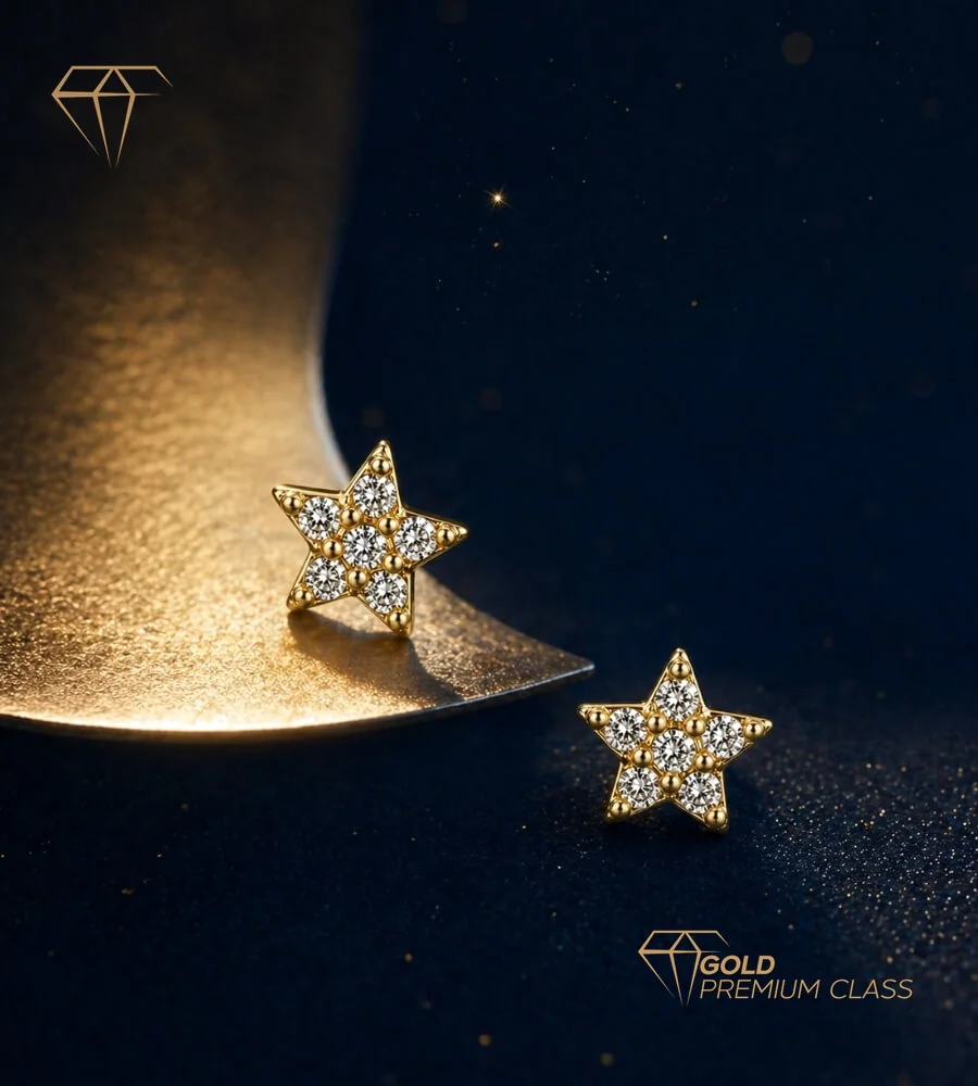 Pendientes Estrella Oro Amarillo 9k — vista 4