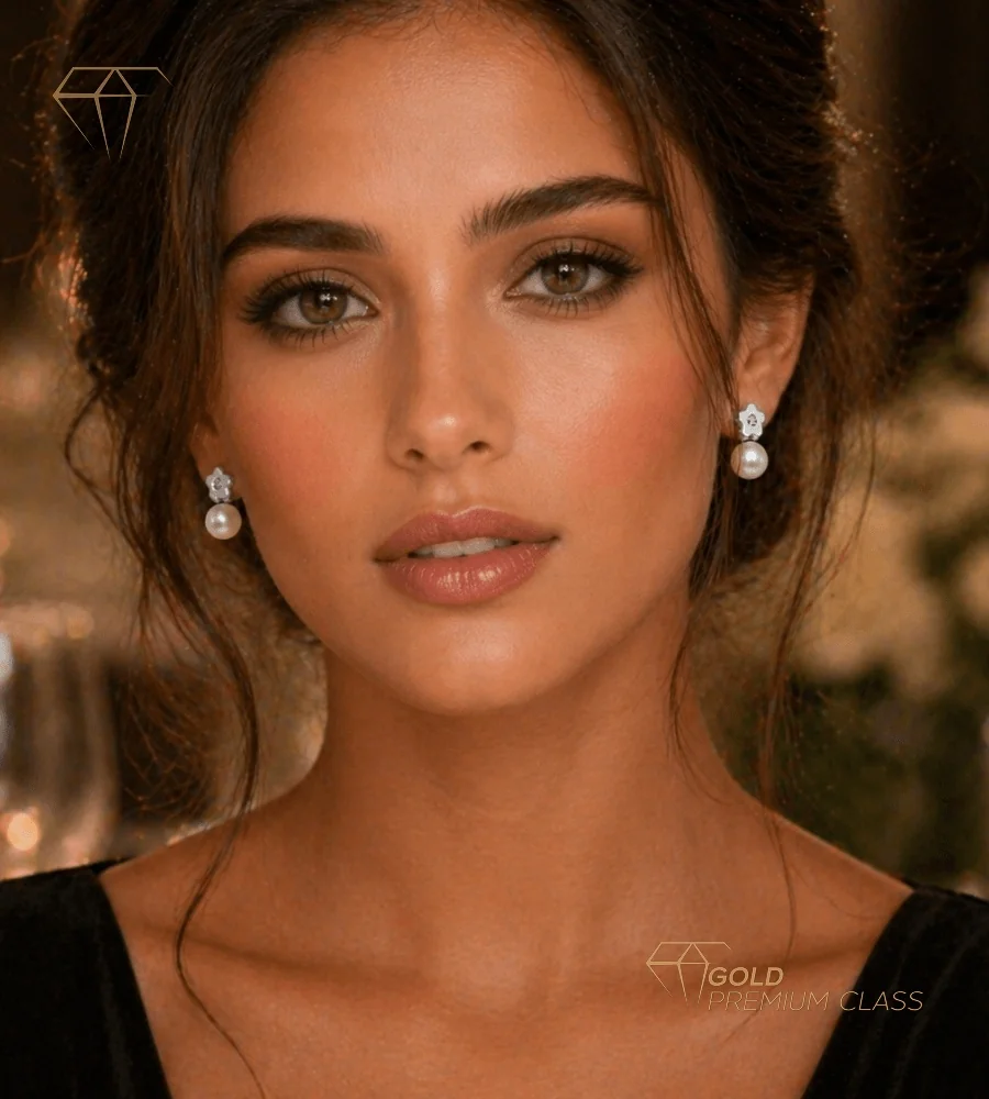 Pendientes Perla Oro Blanco 9k — vista 1
