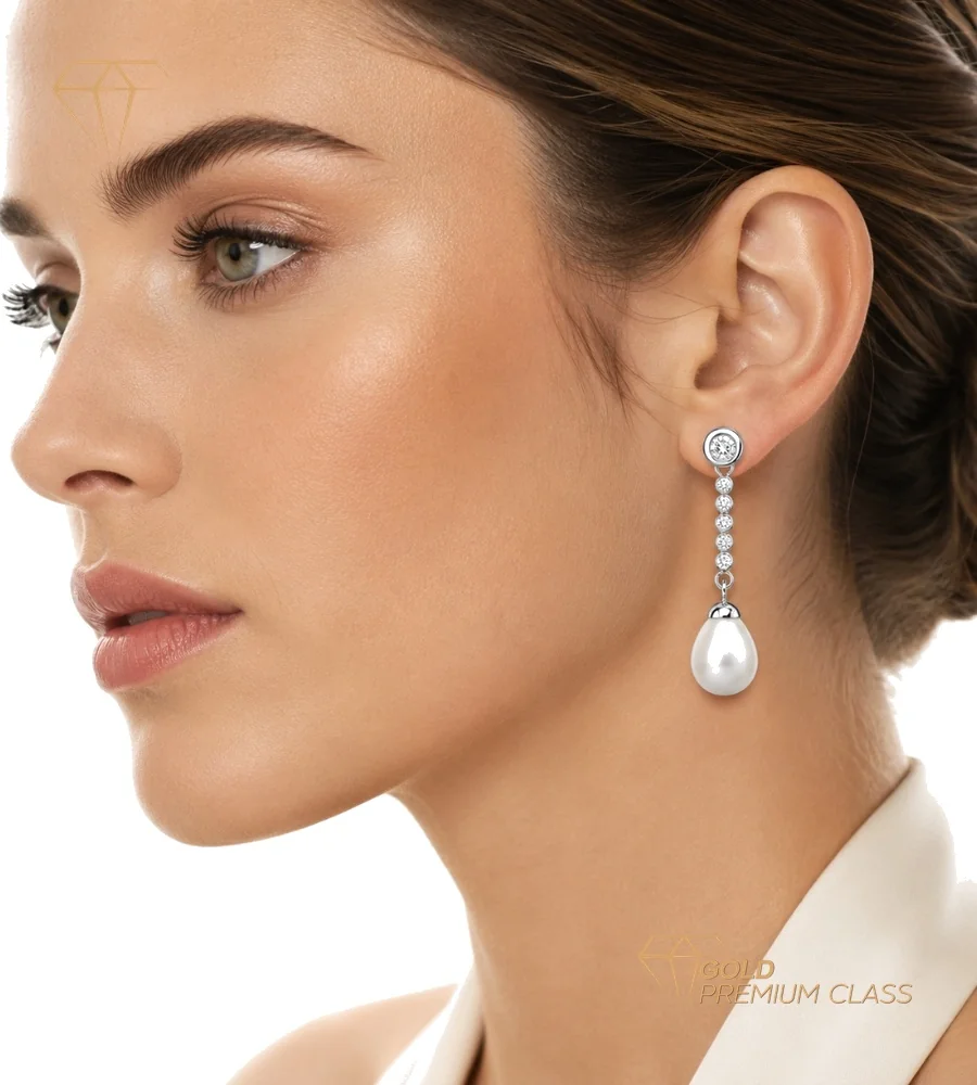 Pendientes Perla Blanca Oro 18k — vista 1