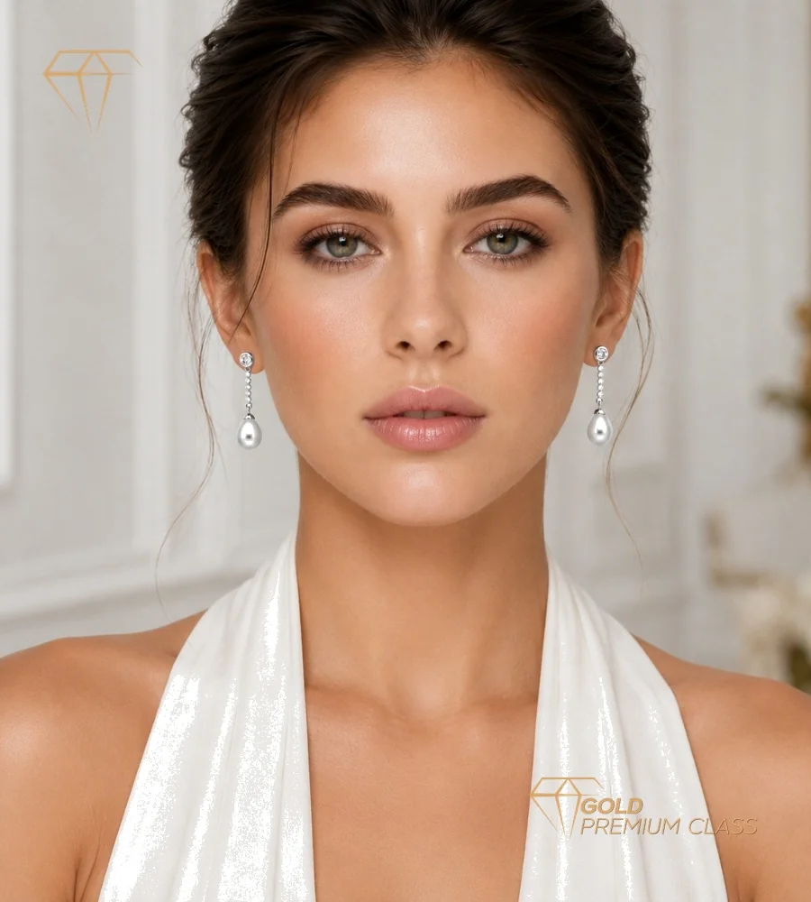 Pendientes Perla Blanca Oro 18k — vista 3