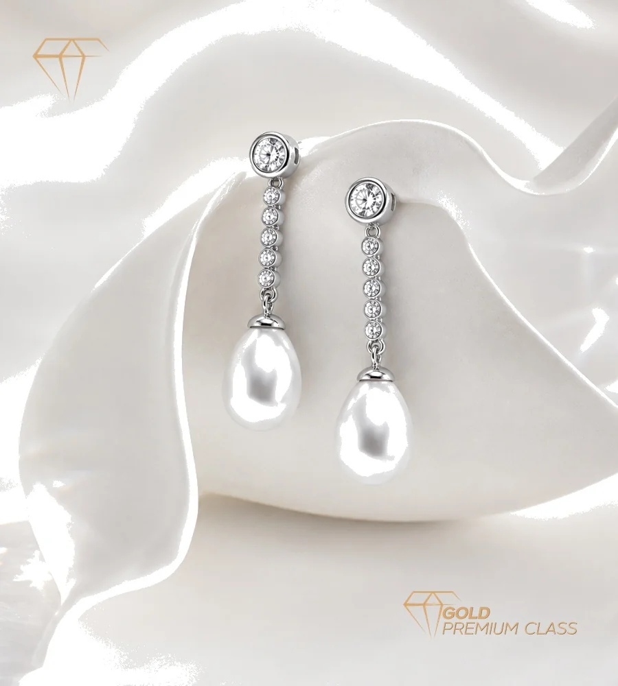 Pendientes Perla Blanca Oro 18k — vista 7
