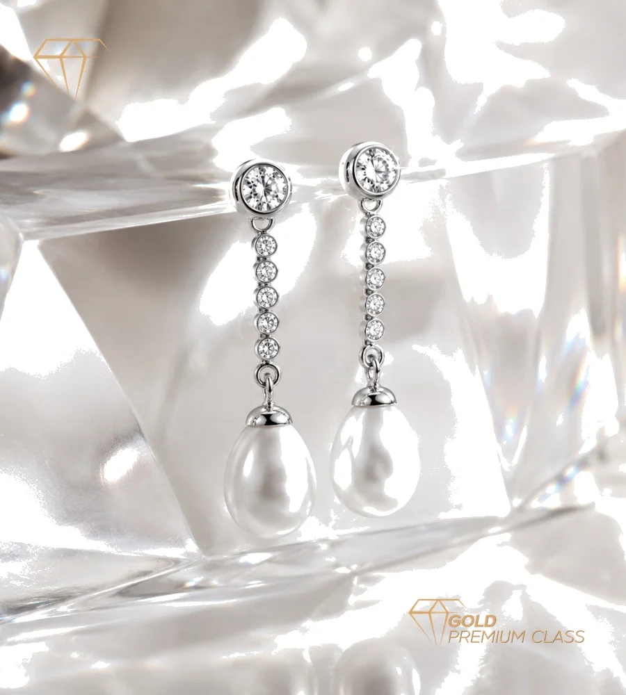 Pendientes Perla Blanca Oro 18k — vista 8