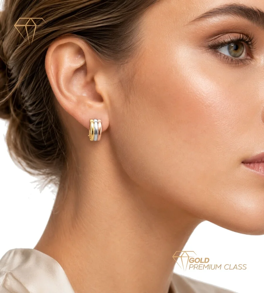 Pendientes Tricolor Oro 9k — vista 3