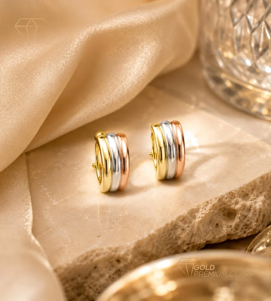 Pendientes Tricolor Oro 9k — vista 5