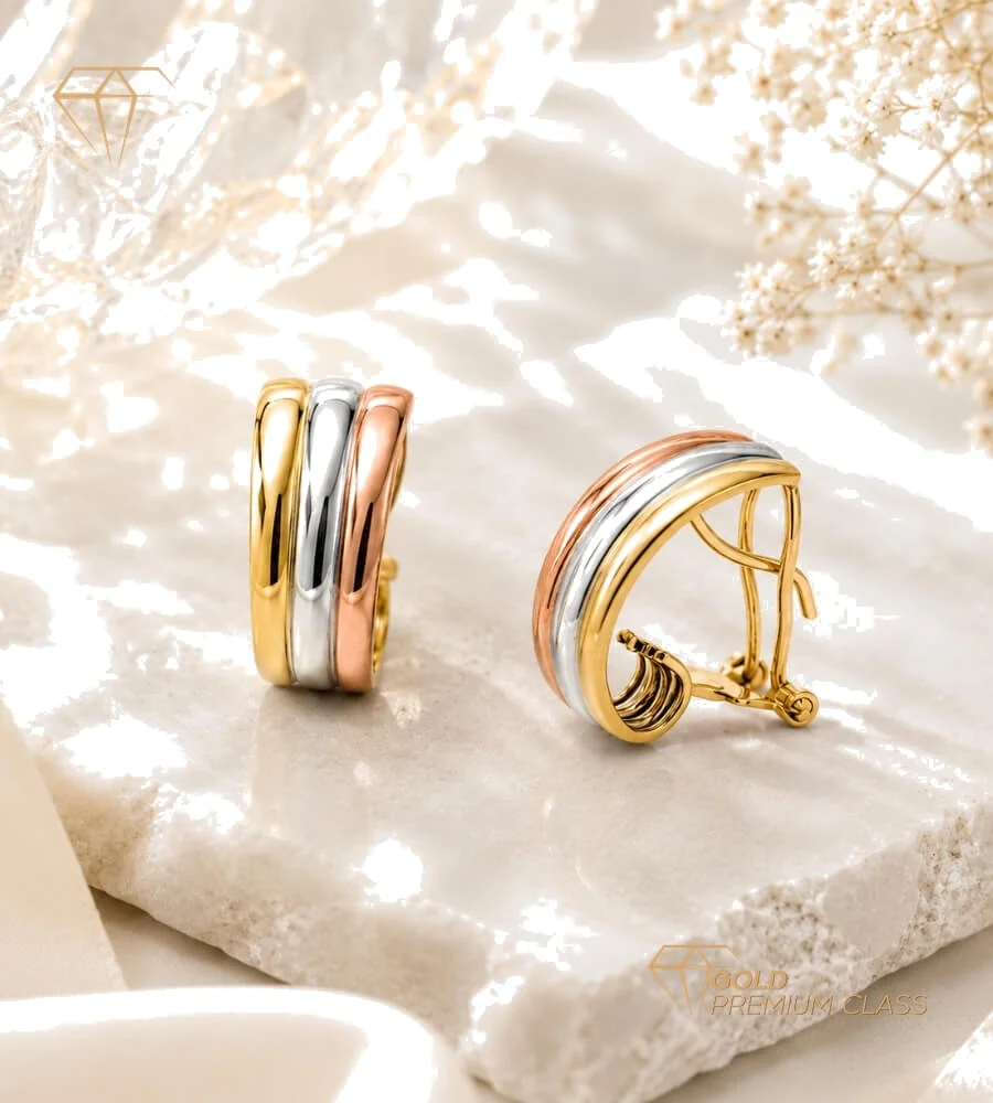 Pendientes Tricolor Oro 9k — vista 8
