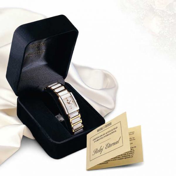 Reloj Eternal — Oro primera ley y cerámica blanca con esfera de nácar — Vista 4